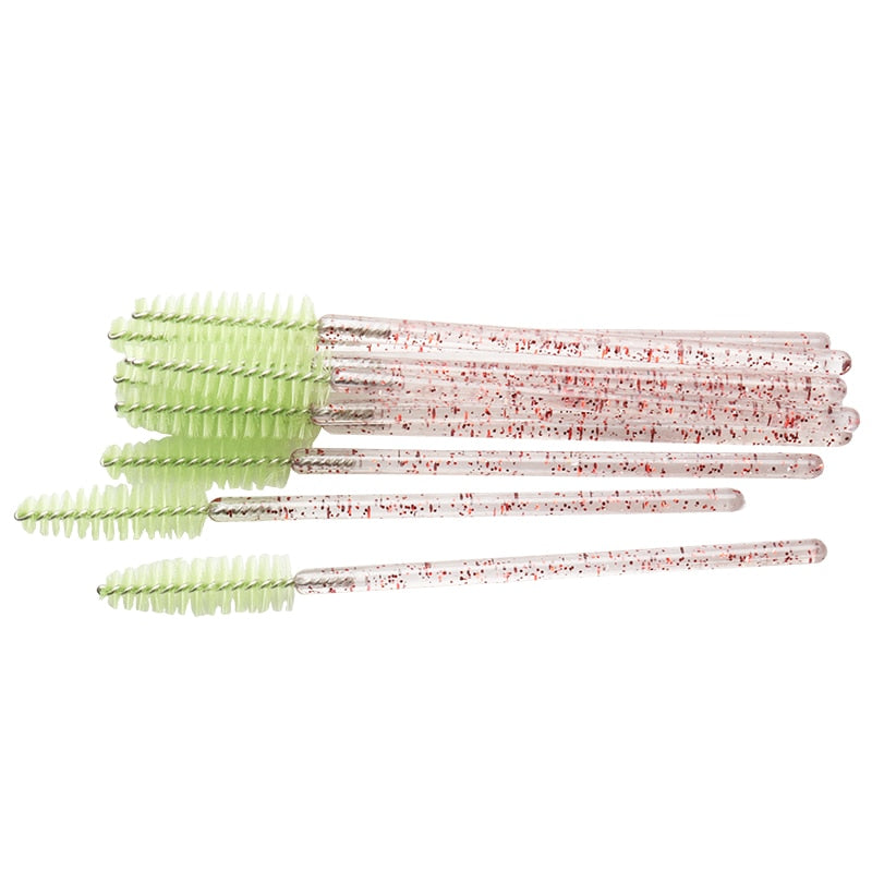 50 pcs Cosmetic Eyelash Brush  Crystal Mascara Wands Applicator Diamond Eyelashes brushes Disposable Make Up brushes Tools