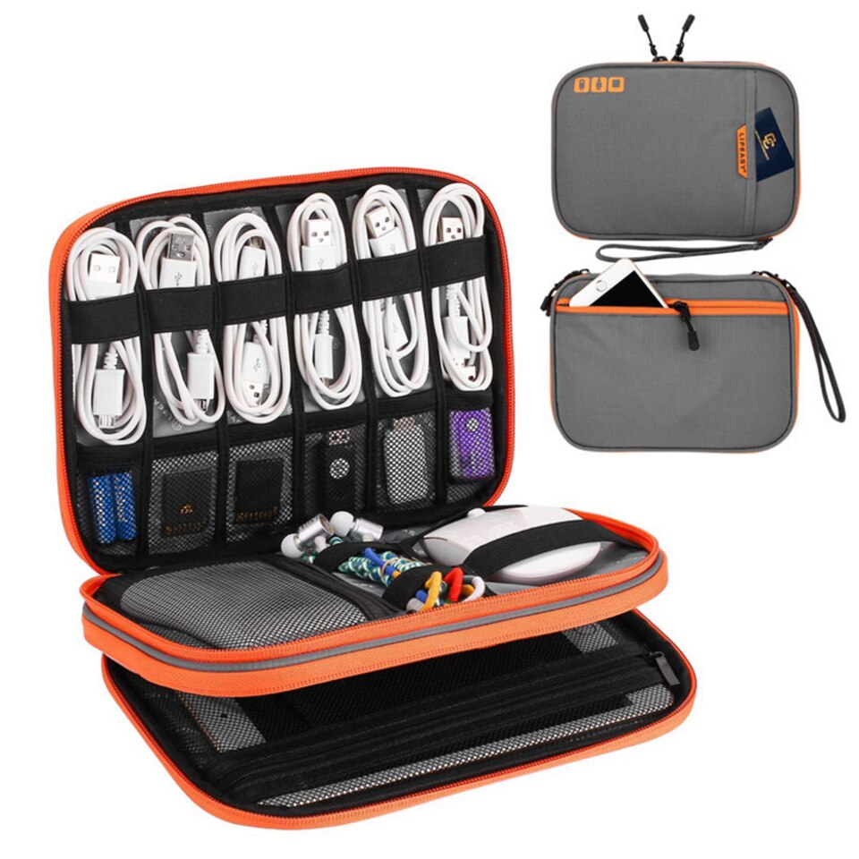Portable Electronic Accessories Travel case,Cable Organizer Bag Gadget Carry Bag for iPad,Cables,Power,USB Flash Drive, Charger