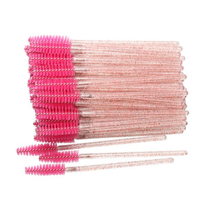 50 pcs Cosmetic Eyelash Brush  Crystal Mascara Wands Applicator Diamond Eyelashes brushes Disposable Make Up brushes Tools