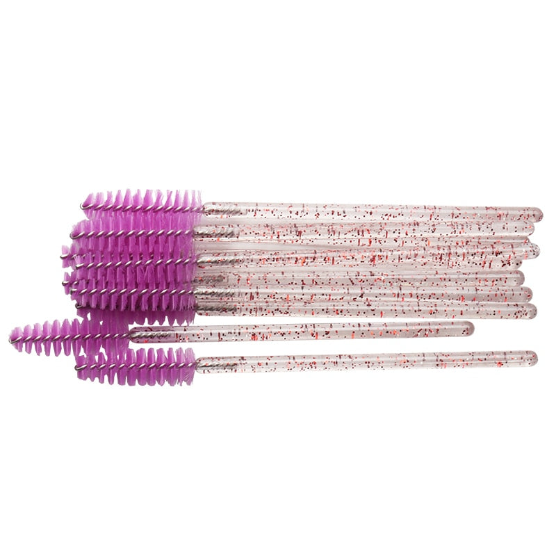 50 pcs Cosmetic Eyelash Brush  Crystal Mascara Wands Applicator Diamond Eyelashes brushes Disposable Make Up brushes Tools