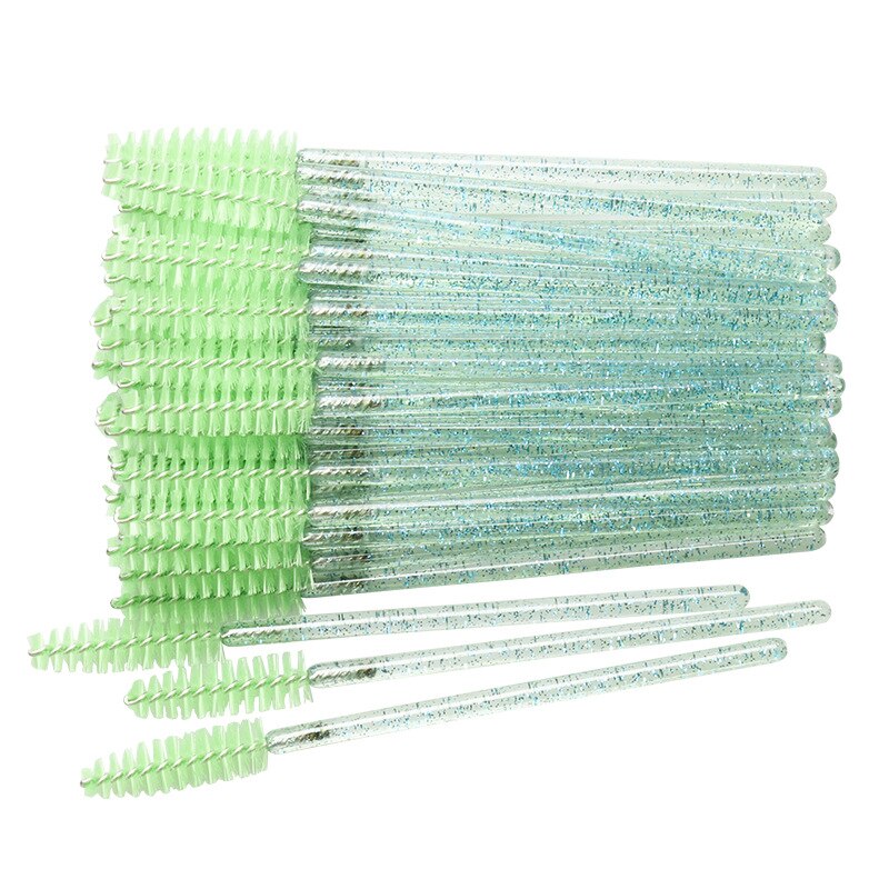 50 pcs Cosmetic Eyelash Brush  Crystal Mascara Wands Applicator Diamond Eyelashes brushes Disposable Make Up brushes Tools