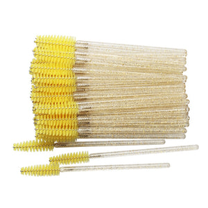 50 pcs Cosmetic Eyelash Brush  Crystal Mascara Wands Applicator Diamond Eyelashes brushes Disposable Make Up brushes Tools