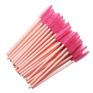 50 pcs Cosmetic Eyelash Brush  Crystal Mascara Wands Applicator Diamond Eyelashes brushes Disposable Make Up brushes Tools