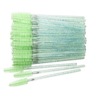 50 pcs Cosmetic Eyelash Brush  Crystal Mascara Wands Applicator Diamond Eyelashes brushes Disposable Make Up brushes Tools