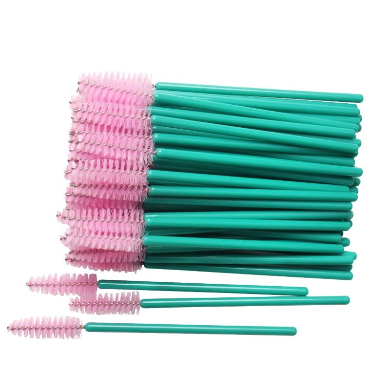 50 pcs Cosmetic Eyelash Brush  Crystal Mascara Wands Applicator Diamond Eyelashes brushes Disposable Make Up brushes Tools