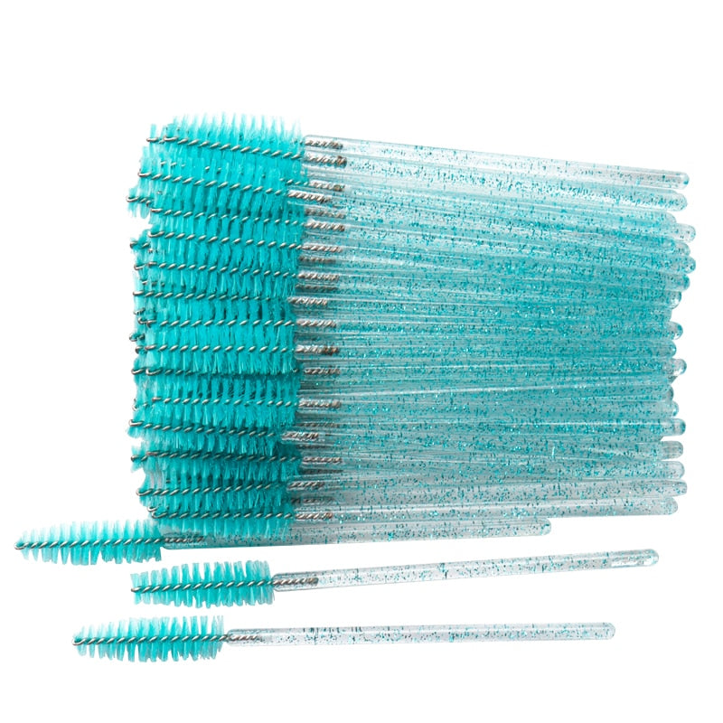 50 Pcs Disposable Crystal Eyelash brush Mascara Wands Applicator Diamond Eye Lash brushes  Eyelash Extension women Makeup tools