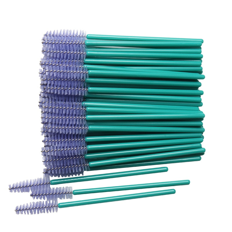 50 pcs Cosmetic Eyelash Brush  Crystal Mascara Wands Applicator Diamond Eyelashes brushes Disposable Make Up brushes Tools