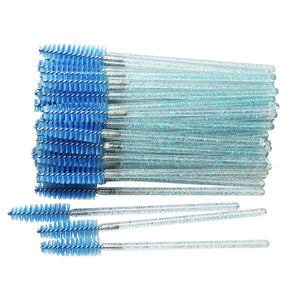 50 pcs Cosmetic Eyelash Brush  Crystal Mascara Wands Applicator Diamond Eyelashes brushes Disposable Make Up brushes Tools