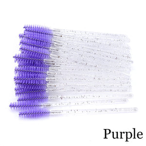 50Pcs Makeup brushes Disposable Crystal Eyebrow brush Diamond Handle Mascara Wand Applicator Eye Lashes Eyelash Extension Tool
