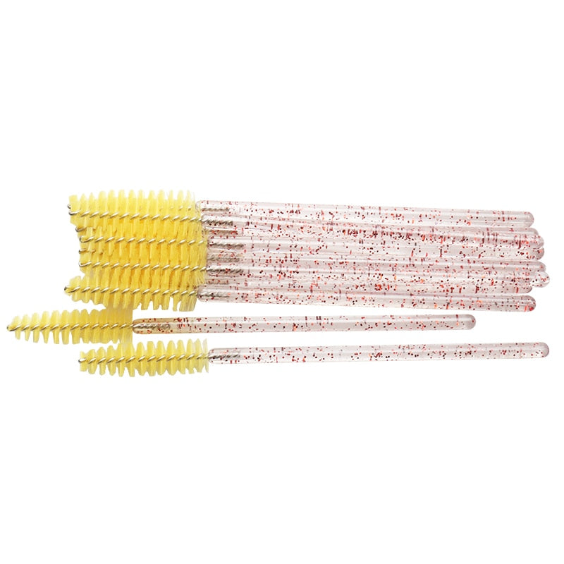 50 pcs Cosmetic Eyelash Brush  Crystal Mascara Wands Applicator Diamond Eyelashes brushes Disposable Make Up brushes Tools