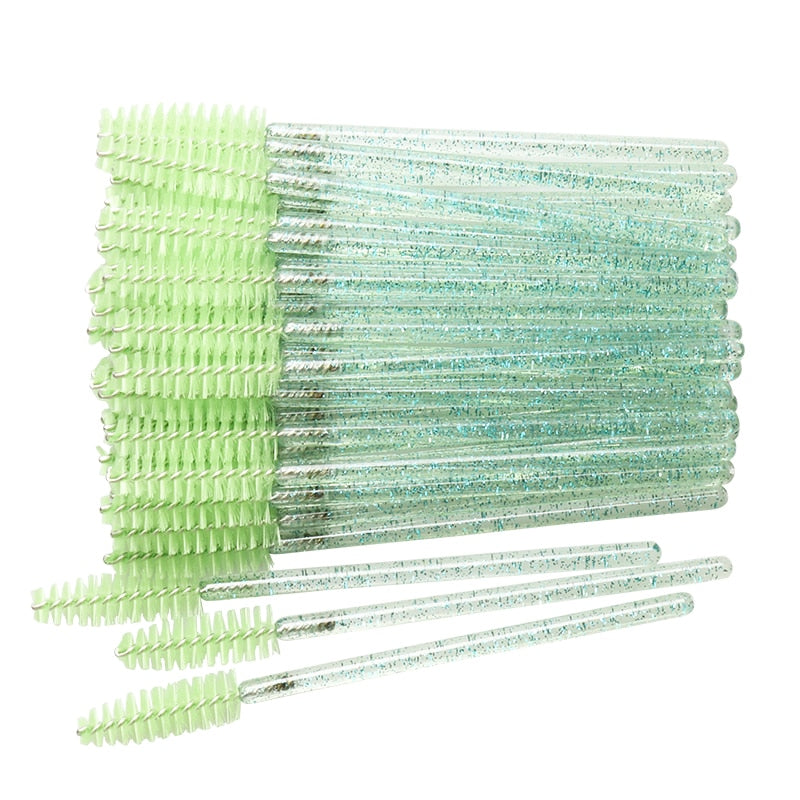 50 Pcs Disposable Crystal Eyelash brush Mascara Wands Applicator Diamond Eye Lash brushes  Eyelash Extension women Makeup tools