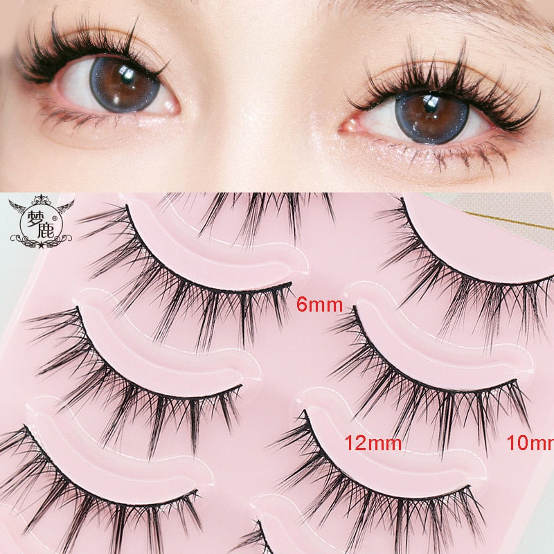 Dream Deer 5 Pairs False Eyelashes A Type Eyelashes Upgraded Lash V-shaped 0.14mm Transparent Stem Soft Natural Eye Lashes Mink
