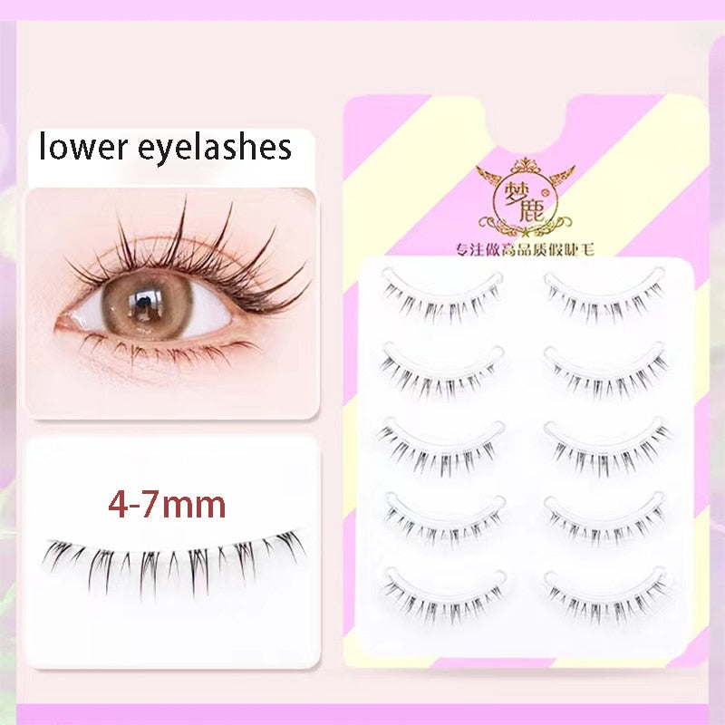 Dream Deer 5 Pairs False Eyelashes A Type Eyelashes Upgraded Lash V-shaped 0.14mm Transparent Stem Soft Natural Eye Lashes Mink