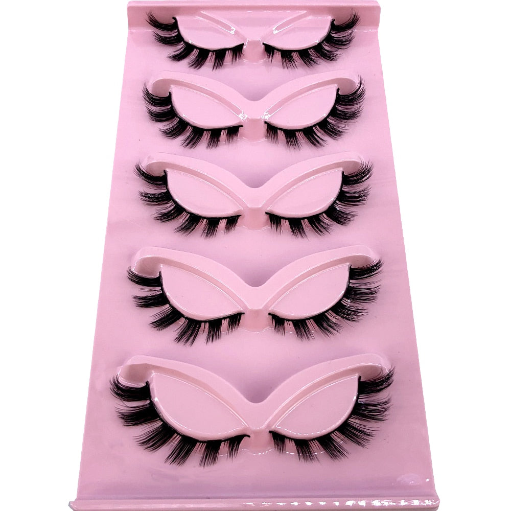 New Cat-Eye 3D Mink Eyelashes Curled Winged Natural Realistic Messy End Eye Elongated Thick False Eyelashes Soft Fake Eyelashes