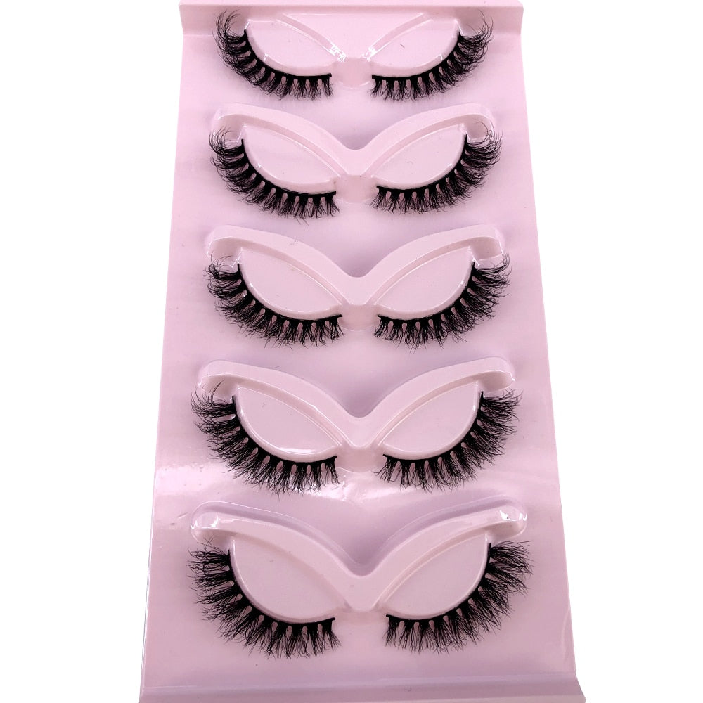 New Cat-Eye 3D Mink Eyelashes Curled Winged Natural Realistic Messy End Eye Elongated Thick False Eyelashes Soft Fake Eyelashes