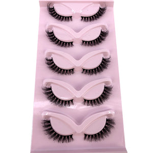 New Cat-Eye 3D Mink Eyelashes Curled Winged Natural Realistic Messy End Eye Elongated Thick False Eyelashes Soft Fake Eyelashes