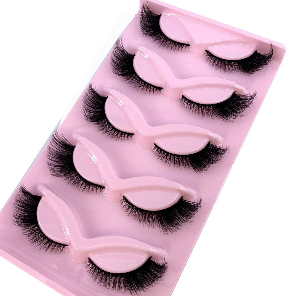 New Cat-Eye 3D Mink Eyelashes Curled Winged Natural Realistic Messy End Eye Elongated Thick False Eyelashes Soft Fake Eyelashes