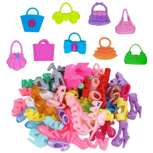 Pink 43 Pieces Barbies Doll Clothes Shoes Accessories Travel Suitcase Toys Fit 18Inch Barbies Doll,1/6 BJD&Blythe Toys For Girls