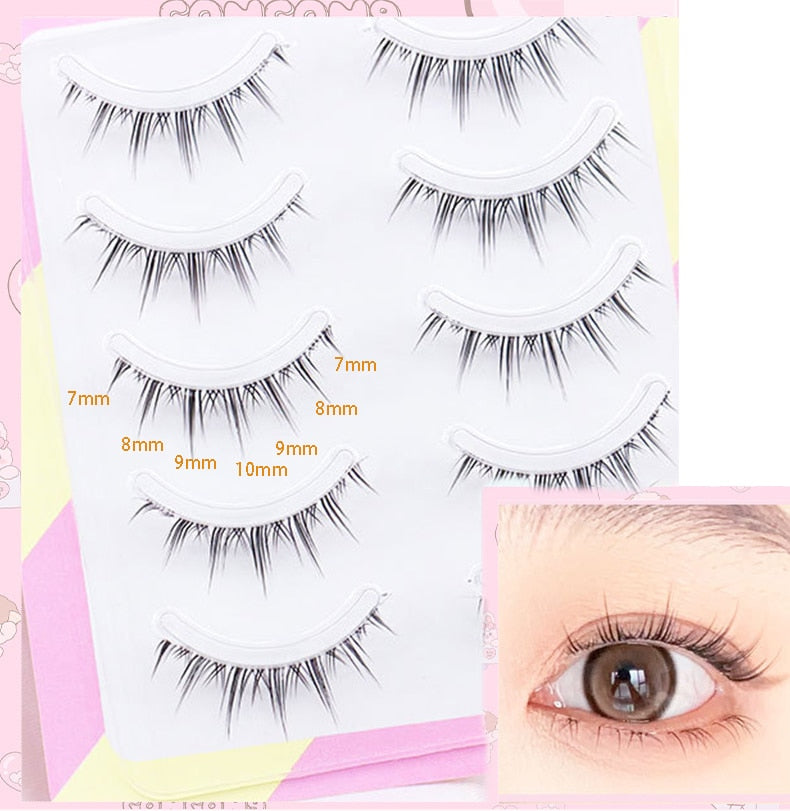 Dream Deer 5 Pairs False Eyelashes A Type Eyelashes Upgraded Lash V-shaped 0.14mm Transparent Stem Soft Natural Eye Lashes Mink