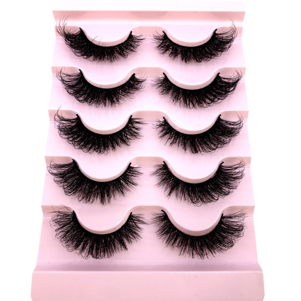 New Cat-Eye 3D Mink Eyelashes Curled Winged Natural Realistic Messy End Eye Elongated Thick False Eyelashes Soft Fake Eyelashes