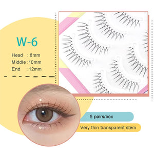 Dream Deer 5 Pairs False Eyelashes A Type Eyelashes Upgraded Lash V-shaped 0.14mm Transparent Stem Soft Natural Eye Lashes Mink