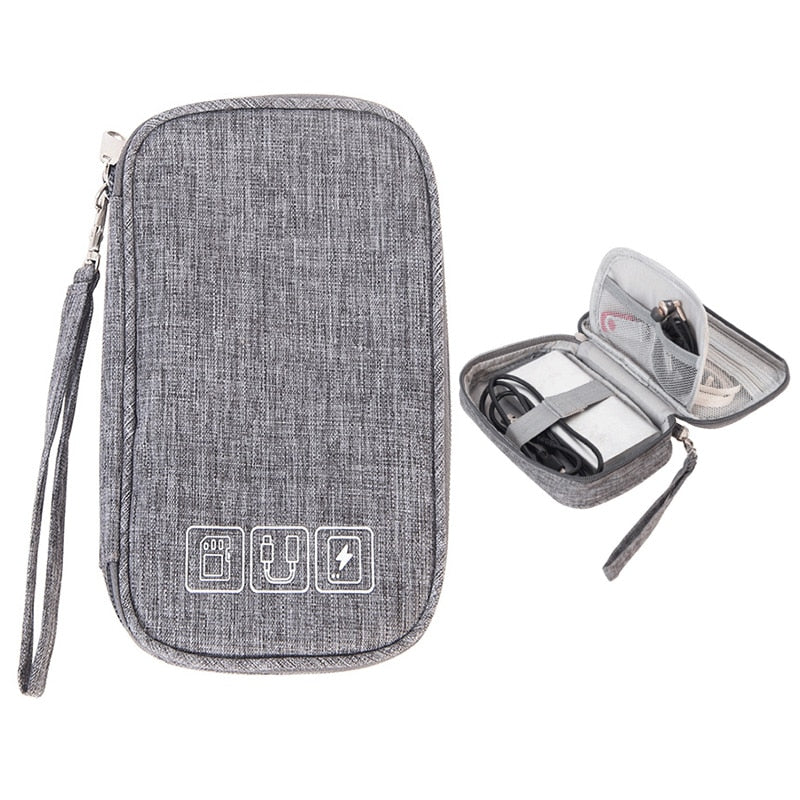 Portable Cable Digital Storage Bags Organizer USB Gadgets Wires Charger Power Battery Zipper Cosmetic Bag Case Accessories Item