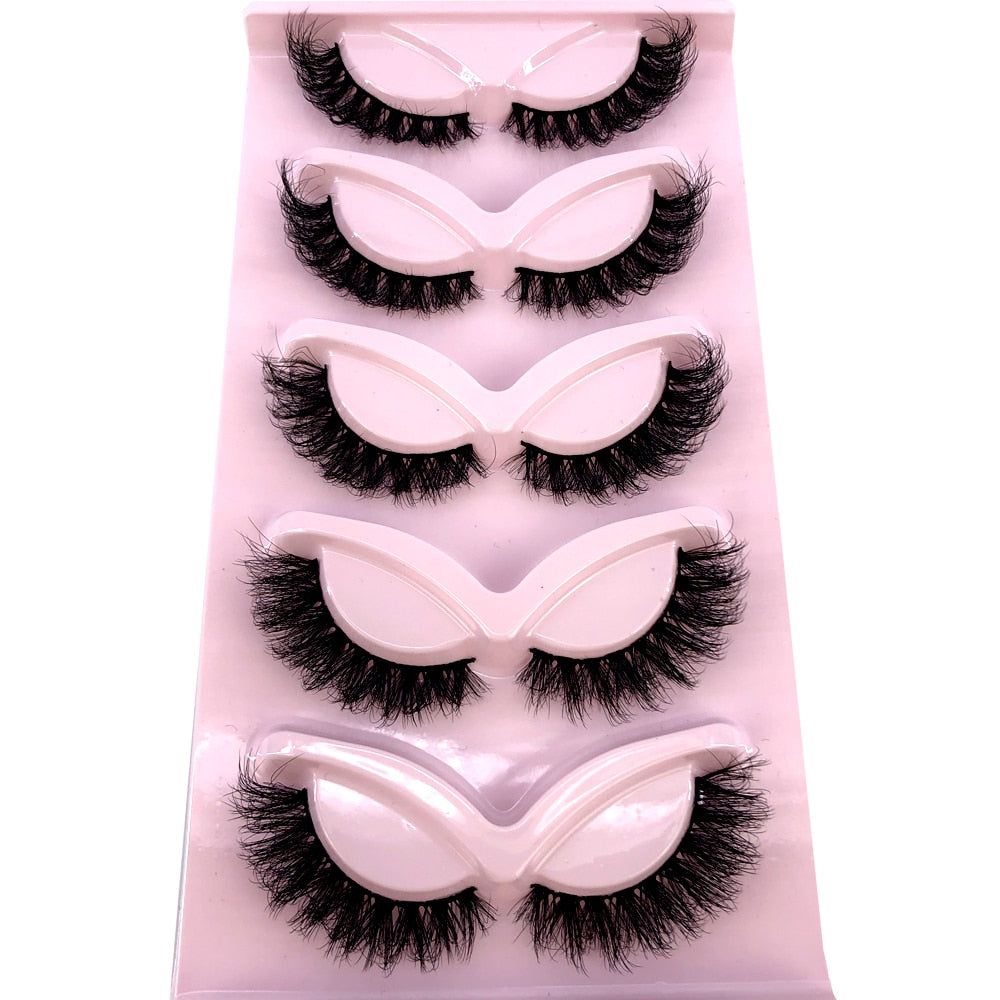 New Cat-Eye 3D Mink Eyelashes Curled Winged Natural Realistic Messy End Eye Elongated Thick False Eyelashes Soft Fake Eyelashes