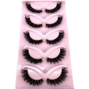 New Cat-Eye 3D Mink Eyelashes Curled Winged Natural Realistic Messy End Eye Elongated Thick False Eyelashes Soft Fake Eyelashes