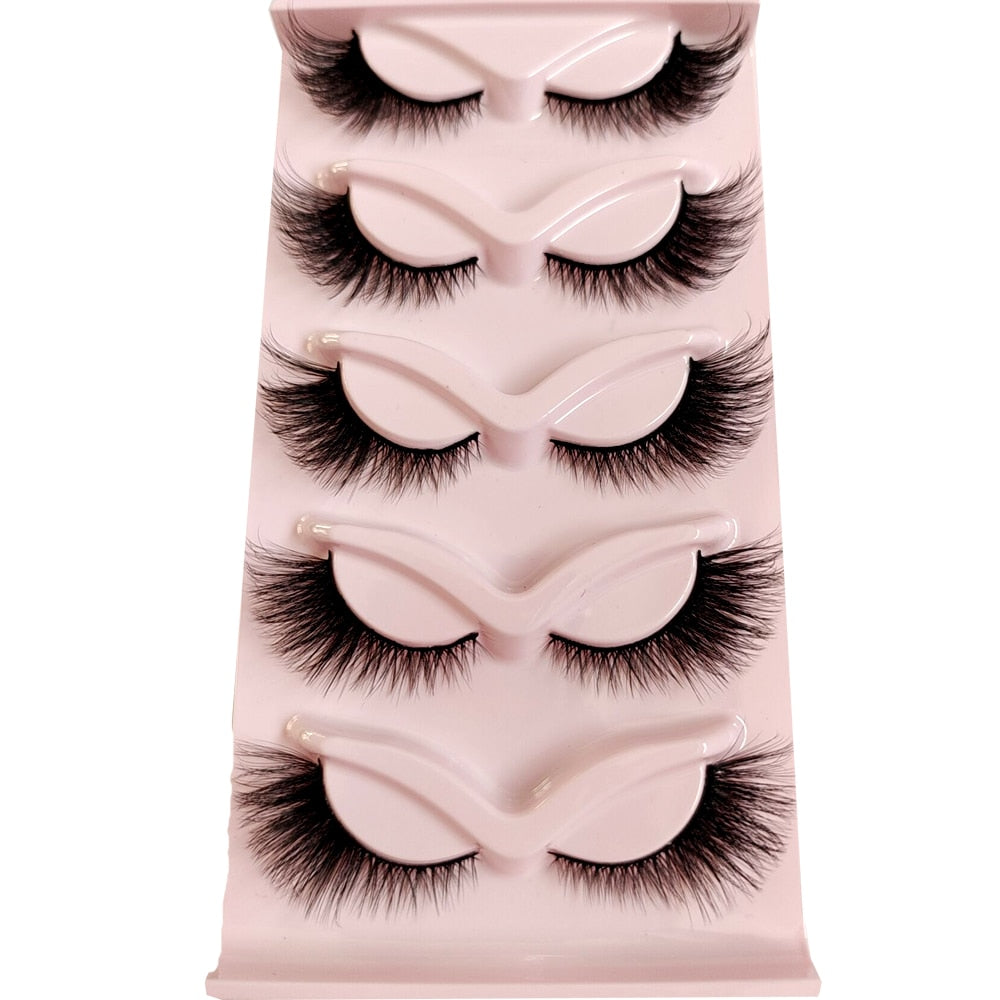 New Cat-Eye 3D Mink Eyelashes Curled Winged Natural Realistic Messy End Eye Elongated Thick False Eyelashes Soft Fake Eyelashes