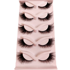 New Cat-Eye 3D Mink Eyelashes Curled Winged Natural Realistic Messy End Eye Elongated Thick False Eyelashes Soft Fake Eyelashes