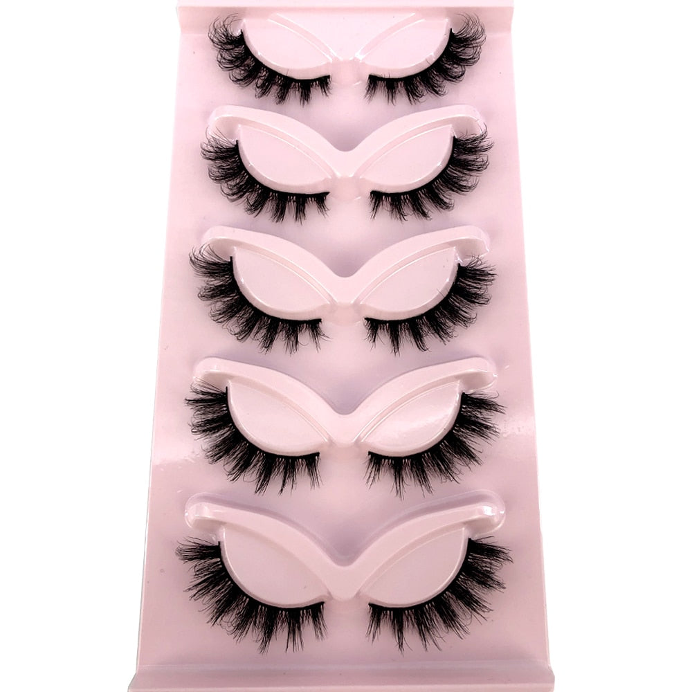New Cat-Eye 3D Mink Eyelashes Curled Winged Natural Realistic Messy End Eye Elongated Thick False Eyelashes Soft Fake Eyelashes