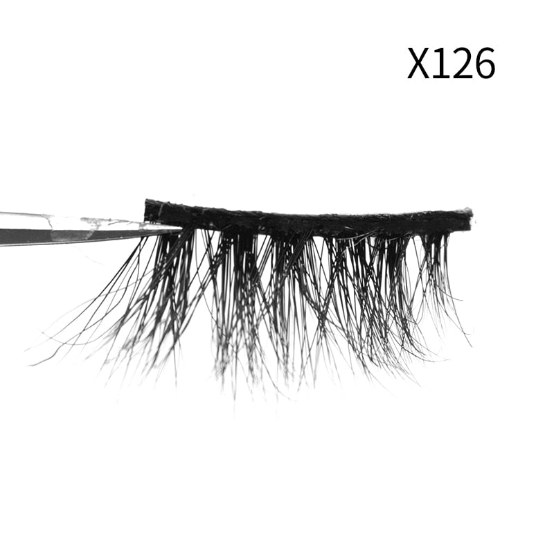 Soft Mink Eyelashes 3D Curl Winged End Eye Elongated Fake Lashes Thick Handmade Natural False Eyelash Messy Cross Lash Wholesale