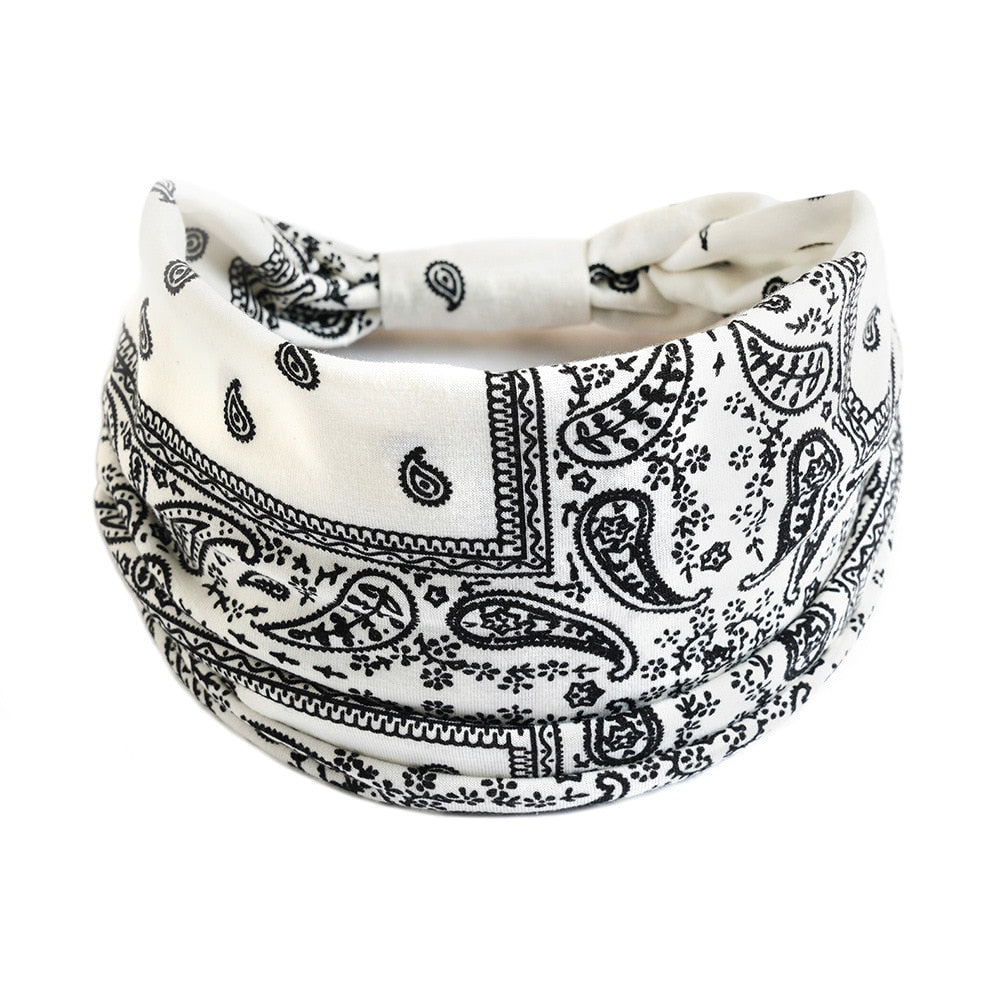Bohemian Wide Cotton Stretch Headbands Women Headwrap Turban Headwear Bandage Hairbands Bandana Wide Headbands Hair Accessories