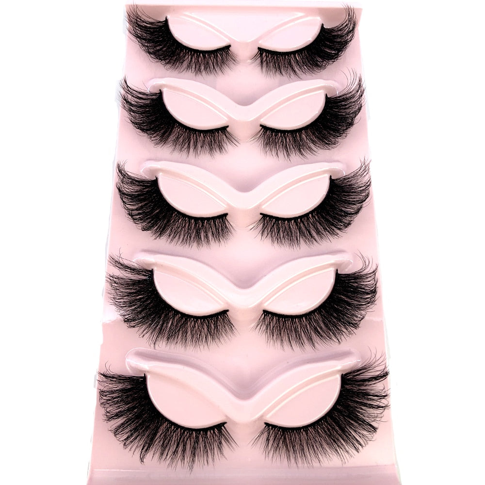 New Cat-Eye 3D Mink Eyelashes Curled Winged Natural Realistic Messy End Eye Elongated Thick False Eyelashes Soft Fake Eyelashes