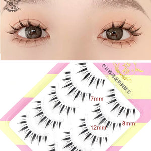 Dream Deer 5 Pairs False Eyelashes A Type Eyelashes Upgraded Lash V-shaped 0.14mm Transparent Stem Soft Natural Eye Lashes Mink