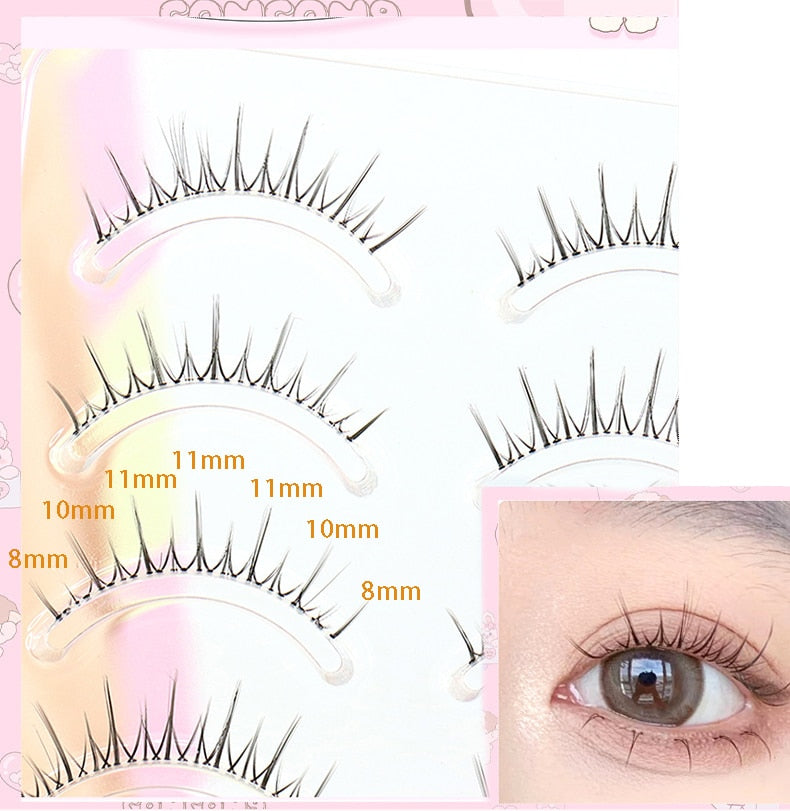 Dream Deer 5 Pairs False Eyelashes A Type Eyelashes Upgraded Lash V-shaped 0.14mm Transparent Stem Soft Natural Eye Lashes Mink