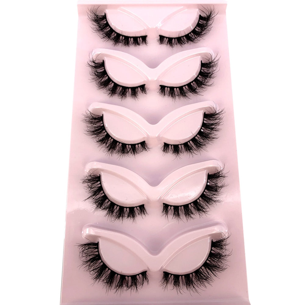 New Cat-Eye 3D Mink Eyelashes Curled Winged Natural Realistic Messy End Eye Elongated Thick False Eyelashes Soft Fake Eyelashes