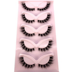 New Cat-Eye 3D Mink Eyelashes Curled Winged Natural Realistic Messy End Eye Elongated Thick False Eyelashes Soft Fake Eyelashes