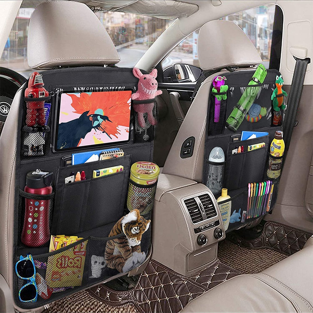 Car Backseat Organizer with Touch Screen Storage Pockets Cover Car Seat Back Protectors for Travel Trip Kids car accessories