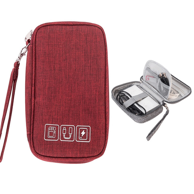 Portable Cable Digital Storage Bags Organizer USB Gadgets Wires Charger Power Battery Zipper Cosmetic Bag Case Accessories Item