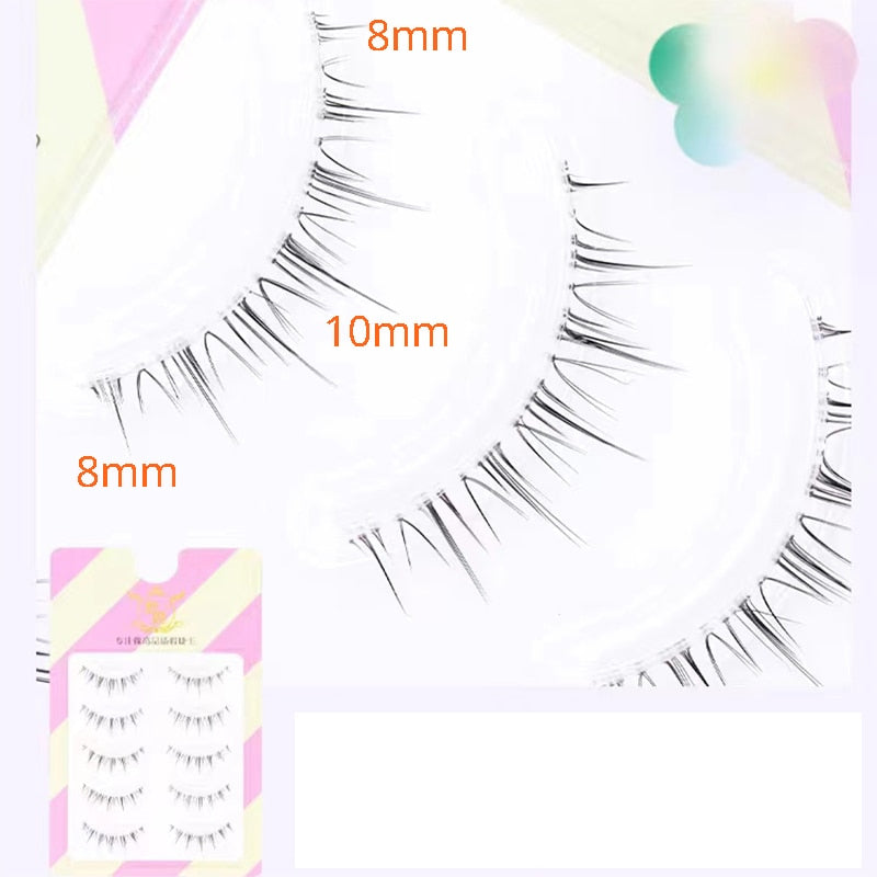 Dream Deer 5 Pairs False Eyelashes A Type Eyelashes Upgraded Lash V-shaped 0.14mm Transparent Stem Soft Natural Eye Lashes Mink