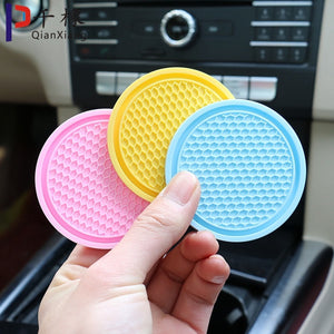 Car Coasters PVC Travel Auto Cup Holder Insert Coaster Anti Slip Vehicle Interior Accessories Cup Mats
