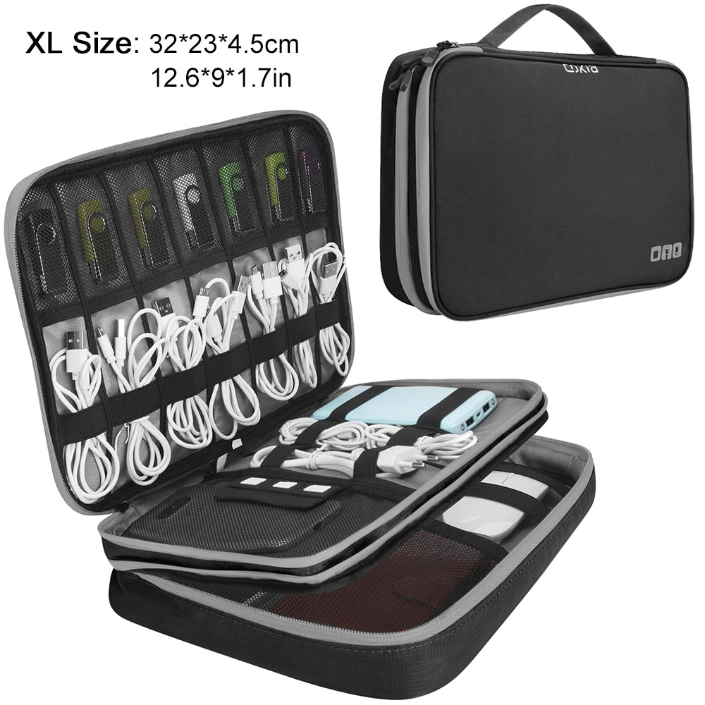 Portable Electronic Accessories Travel case,Cable Organizer Bag Gadget Carry Bag for iPad,Cables,Power,USB Flash Drive, Charger