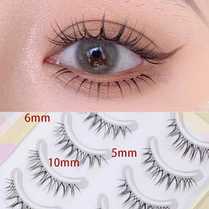 Dream Deer 5 Pairs False Eyelashes A Type Eyelashes Upgraded Lash V-shaped 0.14mm Transparent Stem Soft Natural Eye Lashes Mink