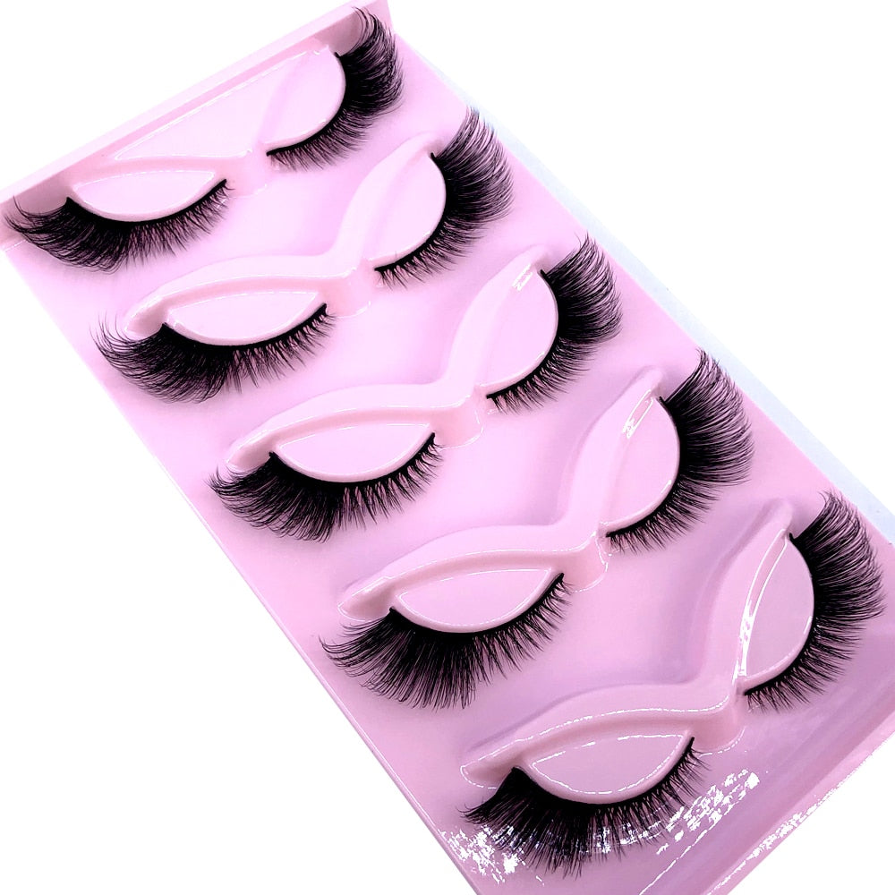 New Cat-Eye 3D Mink Eyelashes Curled Winged Natural Realistic Messy End Eye Elongated Thick False Eyelashes Soft Fake Eyelashes