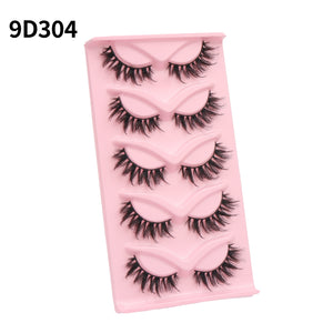 New Cat-Eye 3D Mink Eyelashes Curled Winged Natural Realistic Messy End Eye Elongated Thick False Eyelashes Soft Fake Eyelashes