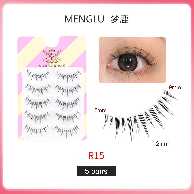 Dream Deer 5 Pairs False Eyelashes A Type Eyelashes Upgraded Lash V-shaped 0.14mm Transparent Stem Soft Natural Eye Lashes Mink