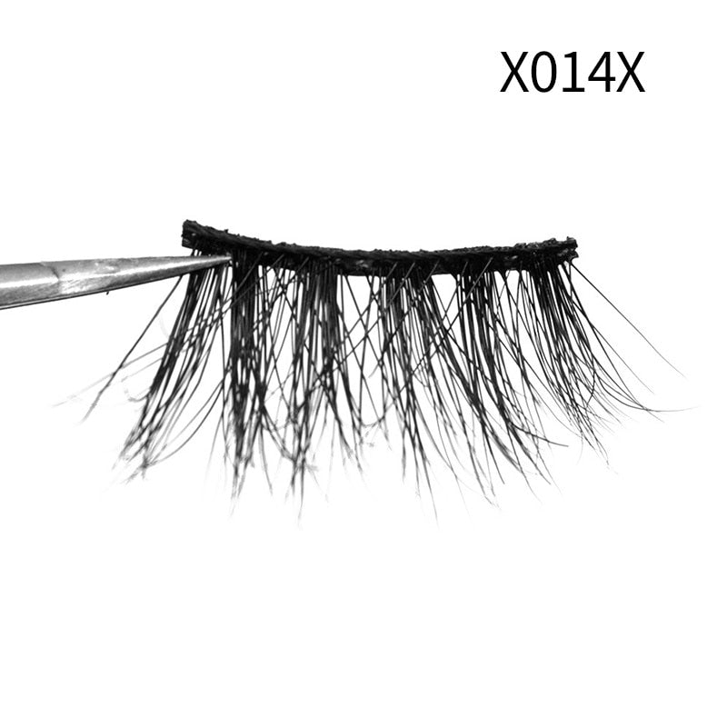Soft Mink Eyelashes 3D Curl Winged End Eye Elongated Fake Lashes Thick Handmade Natural False Eyelash Messy Cross Lash Wholesale