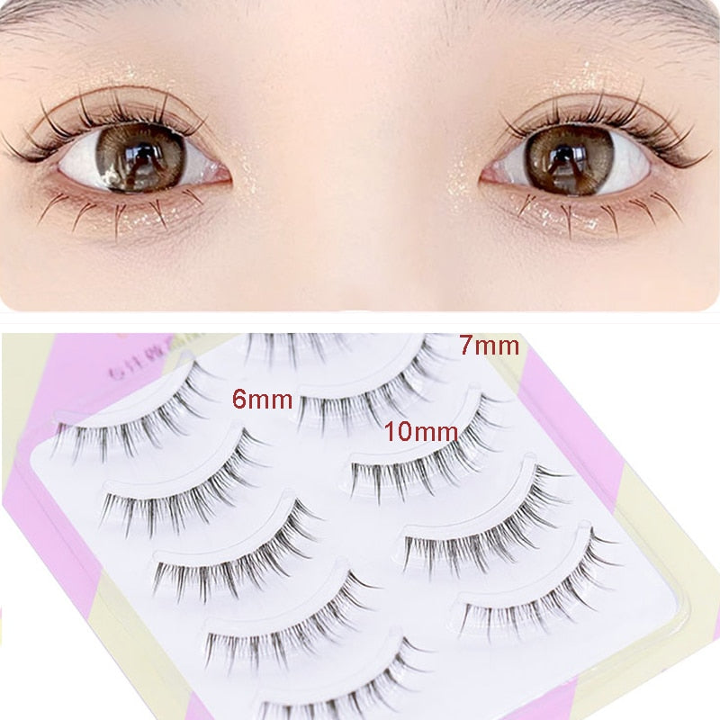 Dream Deer 5 Pairs False Eyelashes A Type Eyelashes Upgraded Lash V-shaped 0.14mm Transparent Stem Soft Natural Eye Lashes Mink