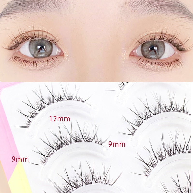 Dream Deer 5 Pairs False Eyelashes A Type Eyelashes Upgraded Lash V-shaped 0.14mm Transparent Stem Soft Natural Eye Lashes Mink